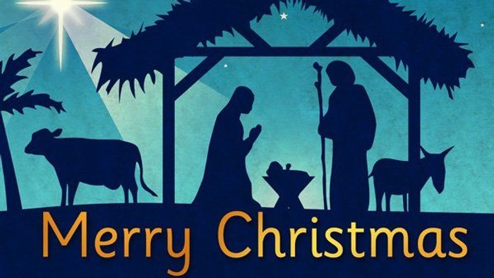 Silhouette of nativity scene with 