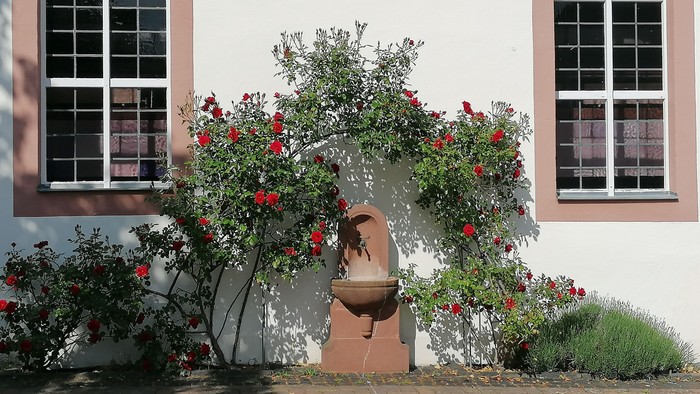 Kirchplatz Neuhof mit Brunnen