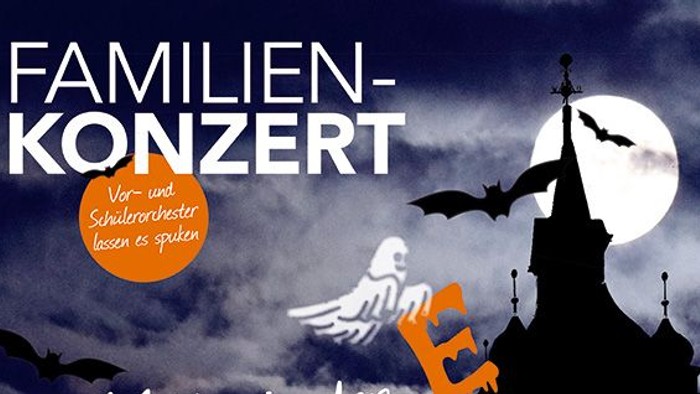 Familienfreundliches Halloween-Konzert „Geistervilla“ mit freiem Eintritt und Geisterbuffet in der Jahnhalle Hailer am 8. November.