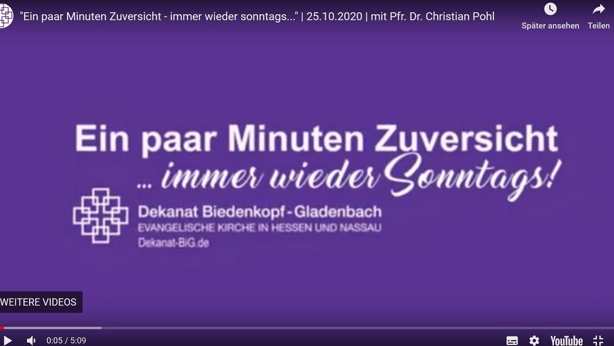 “Ein paar Minuten Zuversicht – immer wieder sonntags…"