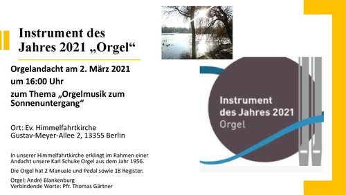 Orgelband - 30 Minuten Andacht + Orgelmusik zum Sonnenuntergang mit André Blankenburg