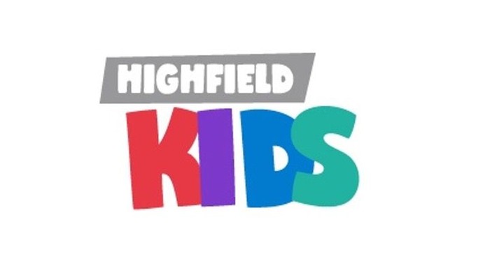 Colorful logo for Highfield Kids, featuring bold, multicolored letters.