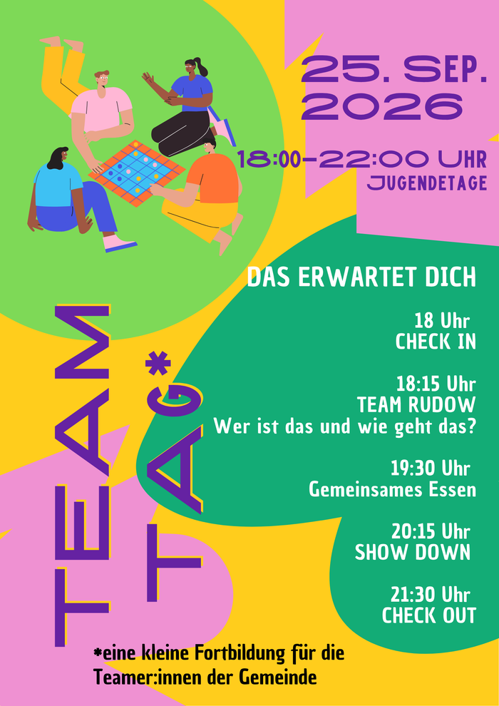 Plakat, dass den Teamtag bewirbt