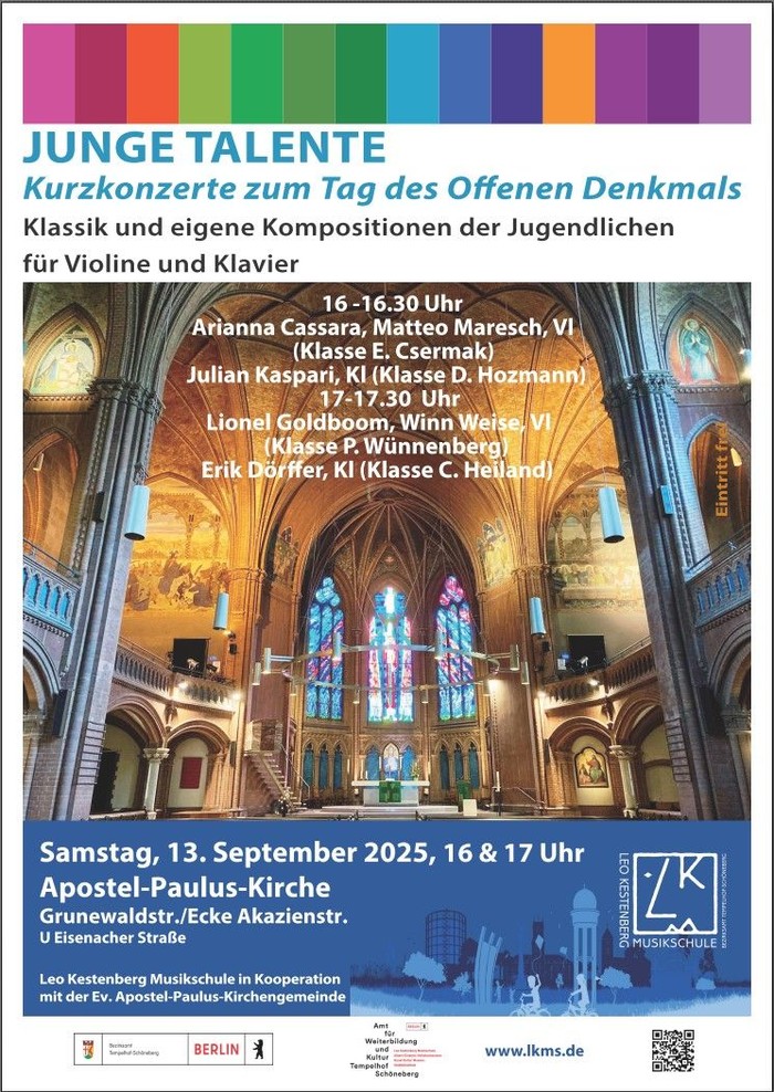 Plakat für das Konzert der Leo Kestenberg Musikschule am 13.9.2025
