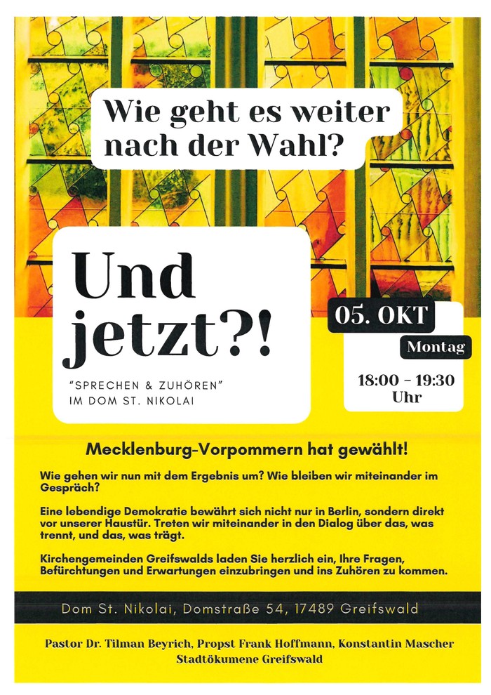 Plakat mit Überschrift
