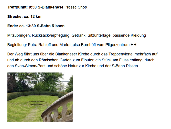 Pilgern im Norden von Blankenese nach Rissen