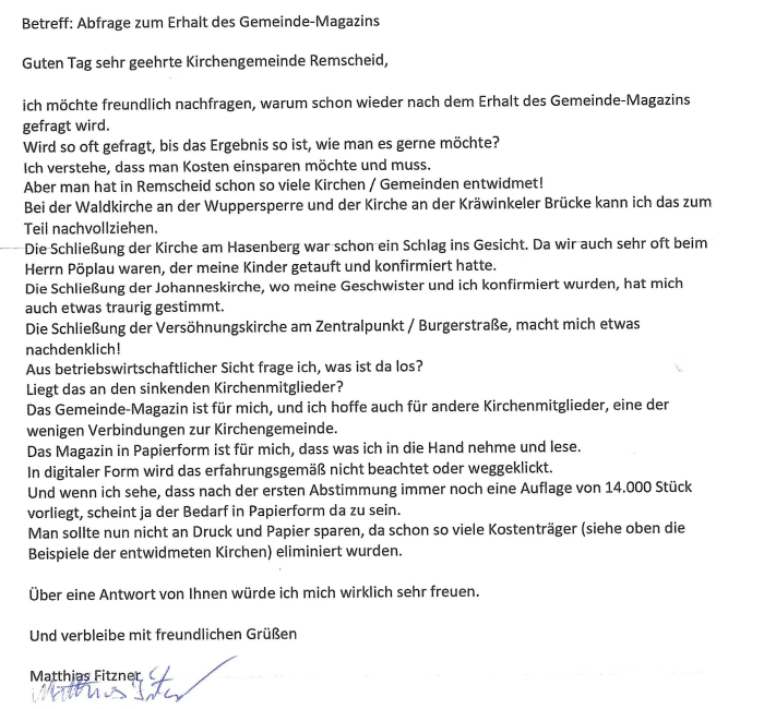 Scan- Brief von Herrn Fitzner