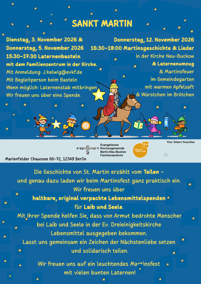 Informationen zu den Veranstaltungen zu Sankt Martin in Neu-Buckow.