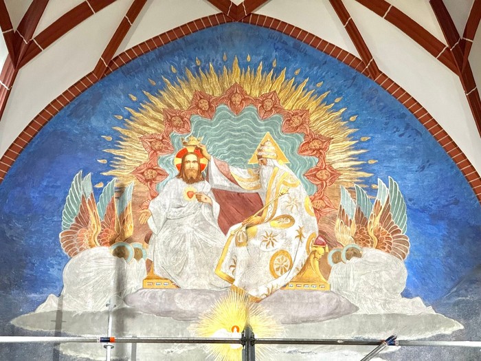 Ausschnitt des Freskos in St. Elisabeth