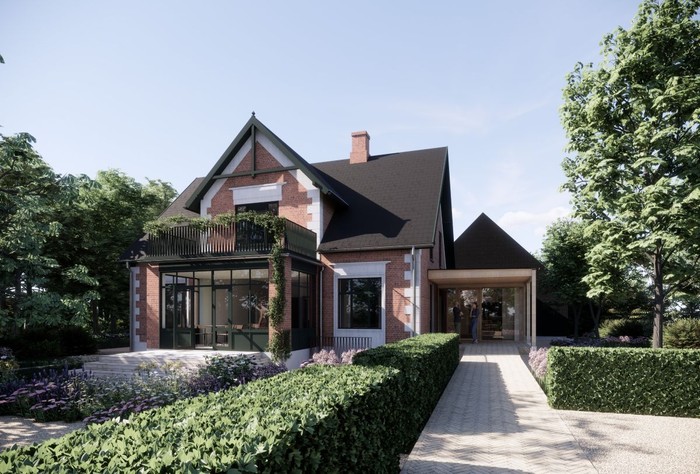 Ny sognegård. Front. Opstalt fra OS Arkitekter