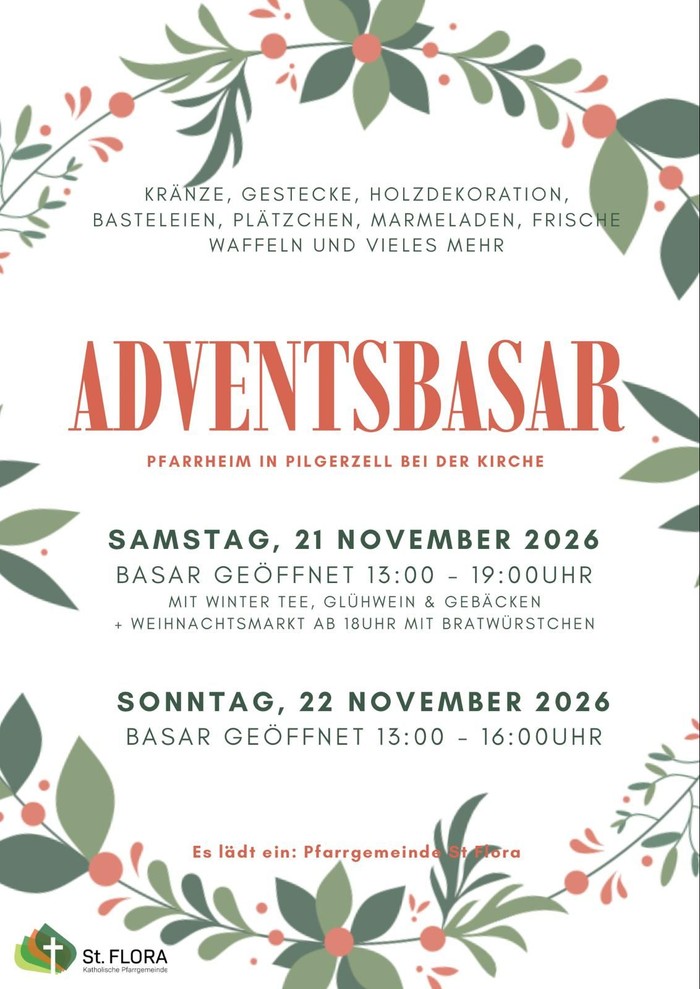 Adventsbasar Pilgerzell 21.11.26 und 22.11.26 im Pfarrheim