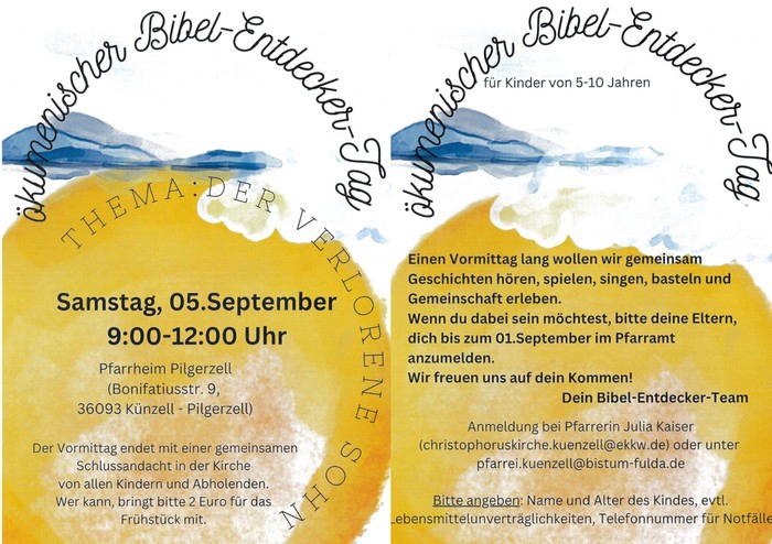 Bibel-Entdecker Tag 05.09.2026 9-12 Uhr Pfarrheim Pilgerzell