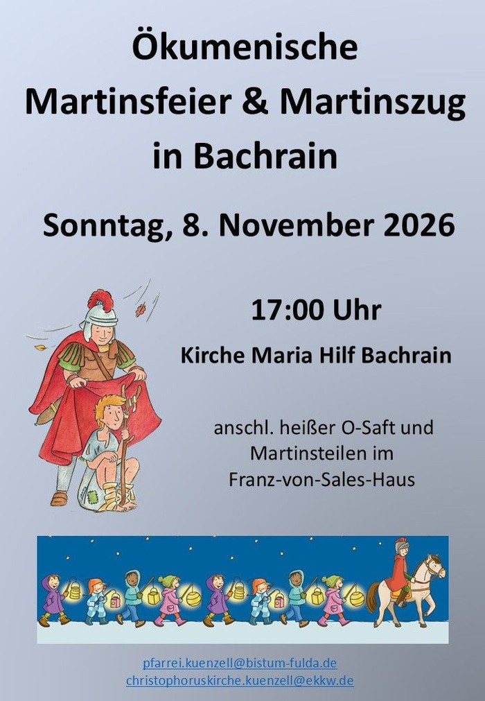 Martinsfeier Bachrain 08.11.26 17 Uhr Maria Hilf Kirche Bachrain