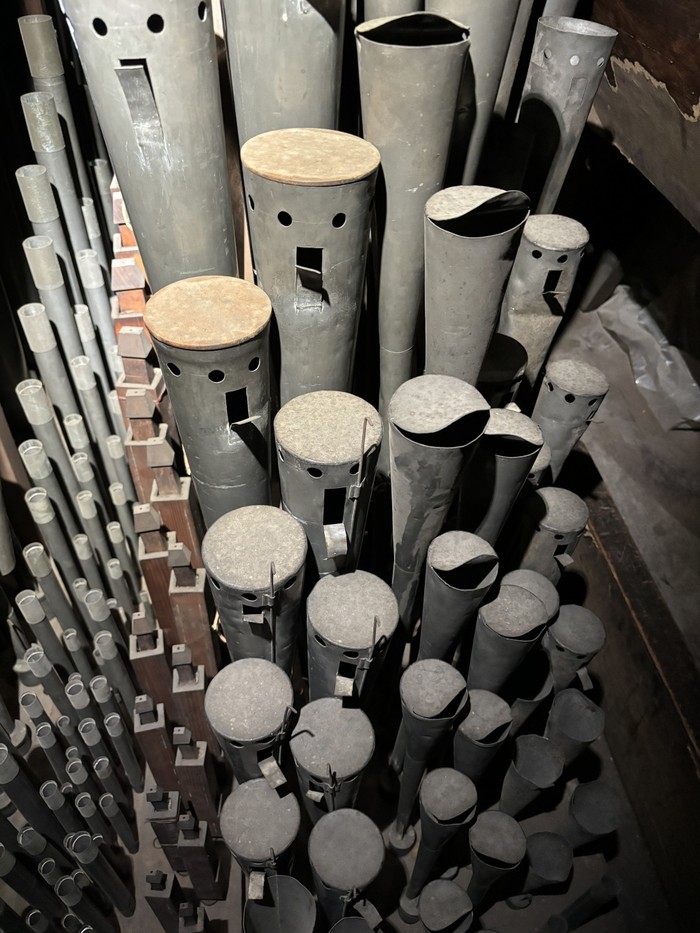 Swell trebles showing Pepper Pot Cornopean resonators Swell trebles showing Pepper Pot Cornopean resonators