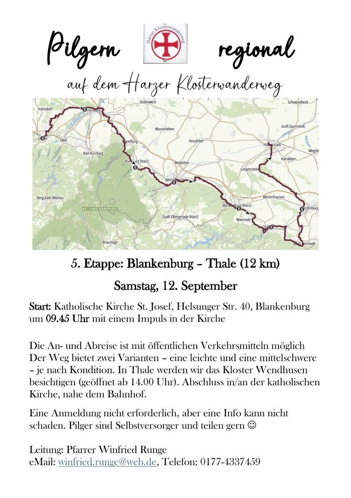Pilgern regional am 12.09.2026 von Blankenburg nach Thale
