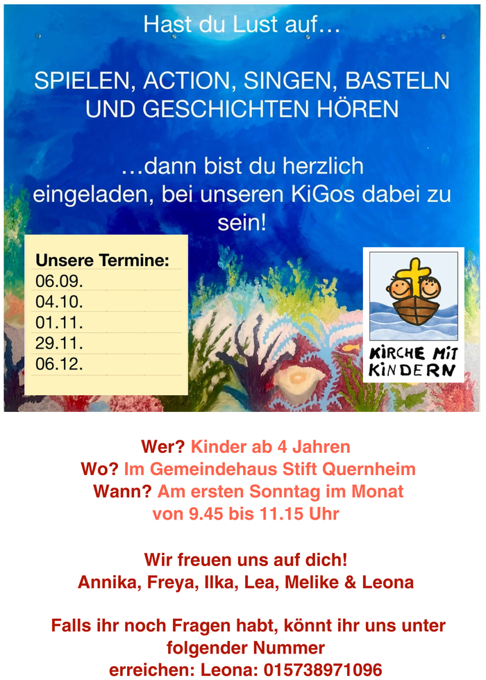 Plakat Kindergottesdienste mit Terminen