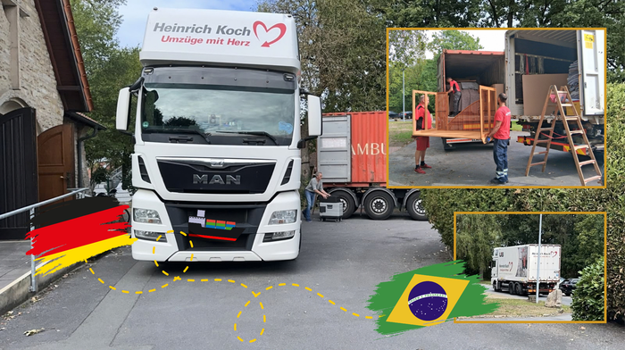 Hier sieht man einen LKW der beladen wird.