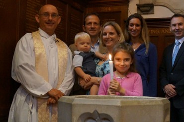 Vicar John Hayward and a Baptism party