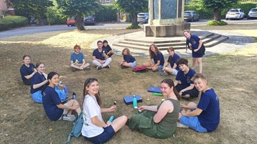 St Mary's choristers relaxing before Evensong at Gloucester Cathedral