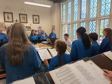 St Mary's Choir at Gloucester Cathedral - rehearsing in the Song Room