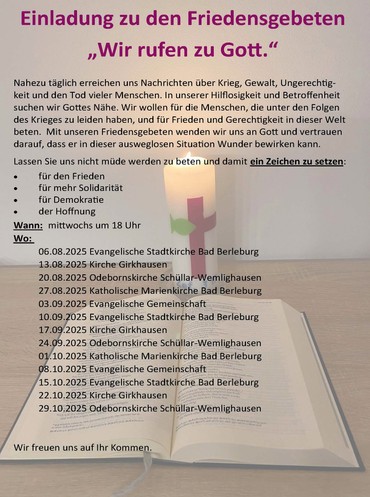Plakat Friedensgebete Plakat Friedensgebete
