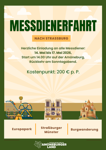 Einladung zur Messdienerfahrt Einladung zur Messdienerfahrt