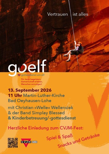 Plakat für den goelf-Gottesdienst am 13. Sept5ember auf der Lohe