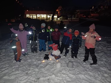 Schneemann beim Sport